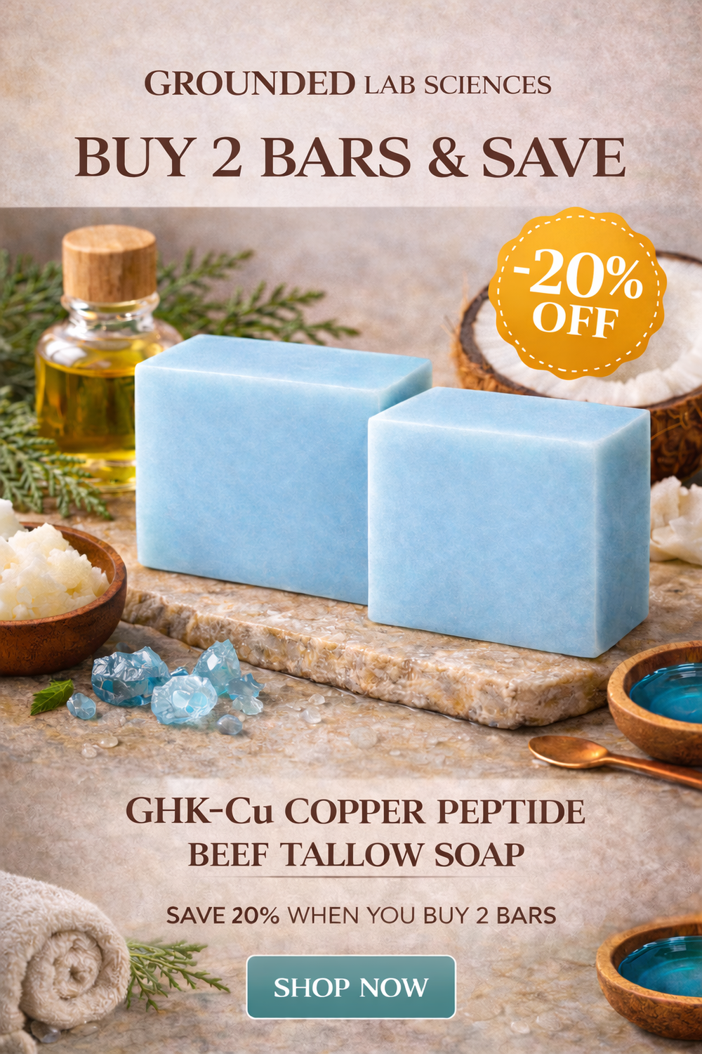 ghk cu soap bar Copper GHKCU Peptide Beef Tallow Soap Bar