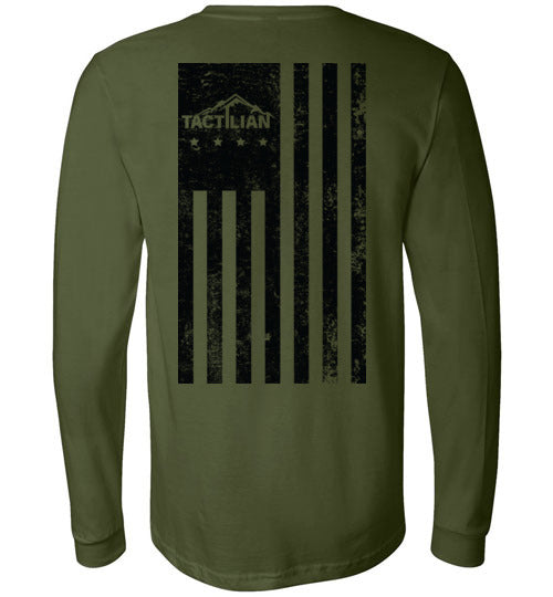 Long Sleeve Distressed American Flag T-Shirt