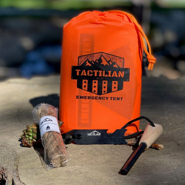 Tactilian's Outdoor Emergency Kit (Tube Tent, Fire Starter, Tinder, Etc.)